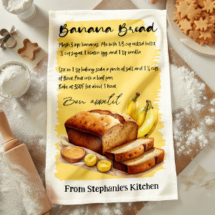 Banana Bread Recipe Personalized Kitchen Towel