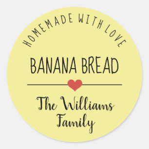 banana bread yellow homemade with love classic round sticker