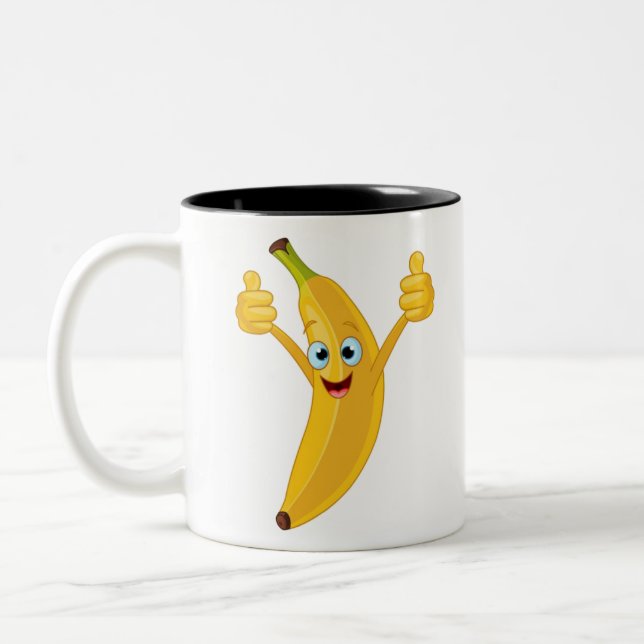 Banana Cartoon Design Two-Tone Coffee Mug (Left)