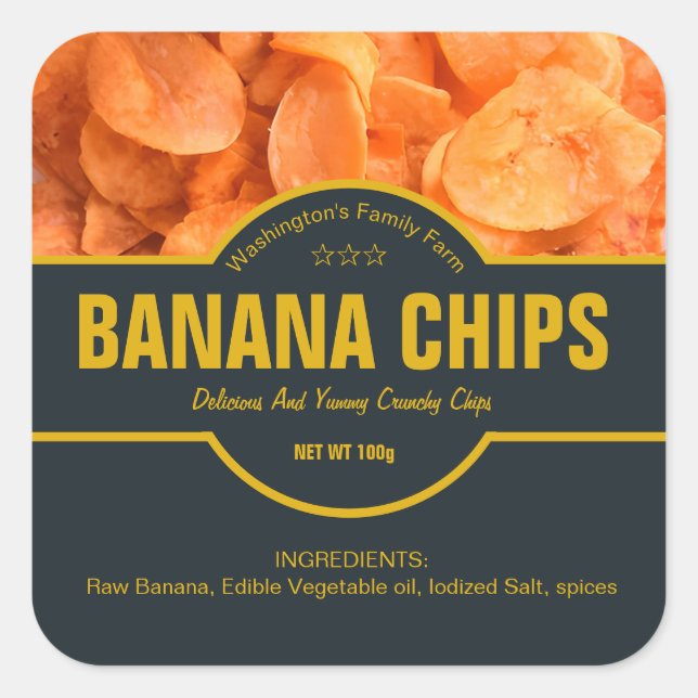 Banana Chips Packaging Label Sticker (Front)