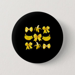 Banana Coquette Bow Yellow Bananas Festival Girls  2 Inch Round Button