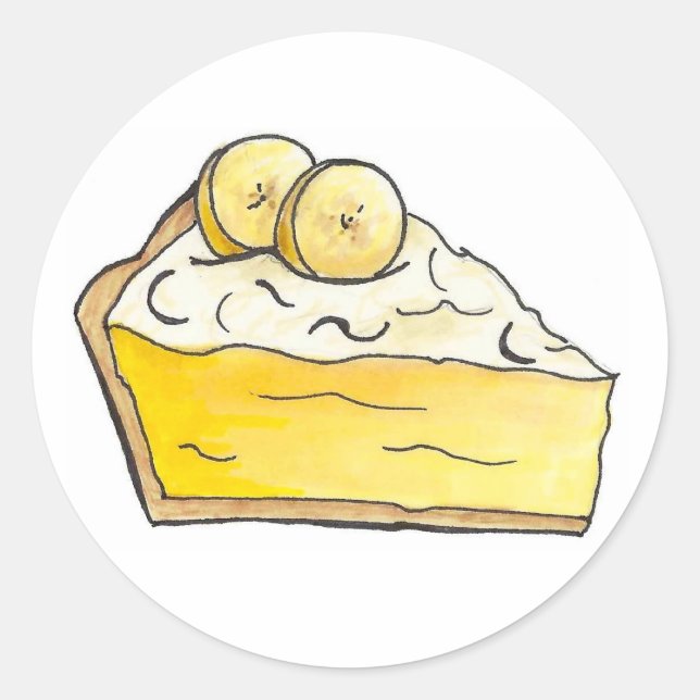 Banana Cream Pie Slice Dessert Food Foodie Dessert Classic Round Sticker (Front)