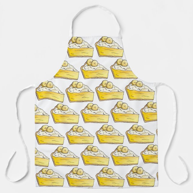 Banana Cream Pie Slice Southern Diner Dessert Apron (Front)