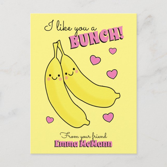Banana Cute Kids Classroom Valentine Card (Front)