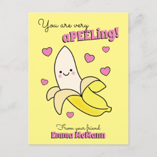 Banana Cute Kids Valentine's Day Kawaii Postcard