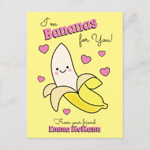 Banana Cute Kids Valentine's Day Kawaii Postcard