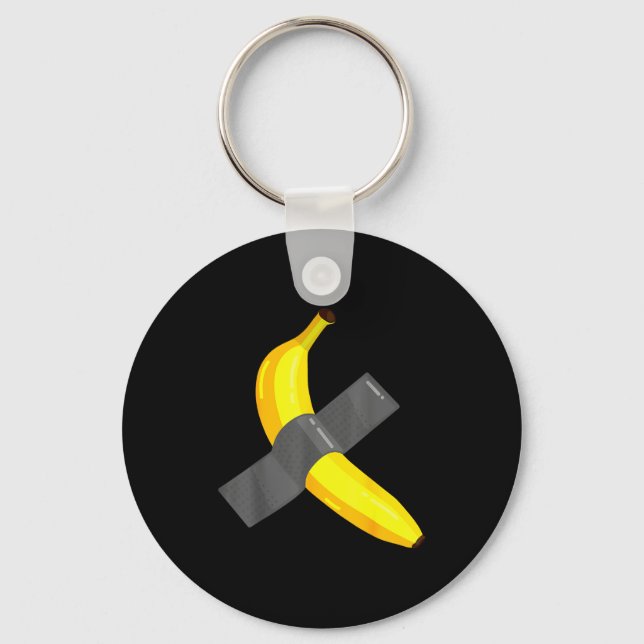 Banana Duct Taped To Wall Art Christmas Pajama Nye Keychain (Front)