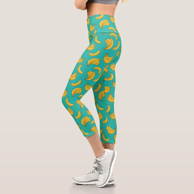 Banana Fruit Fun Pattern Capri Leggings (Left)