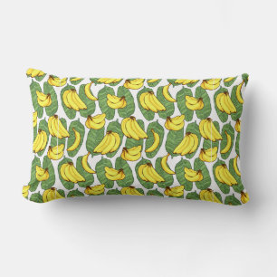 Banana Fruit Leaves Tropical Pattern Lumbar Pillow
