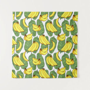 Banana Fruit Leaves Tropical Pattern Tapestry