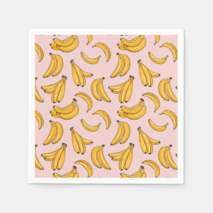 Banana fruit summer yellow pink napkin