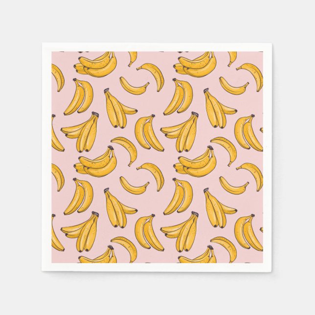 Banana fruit summer yellow pink napkin (Front)