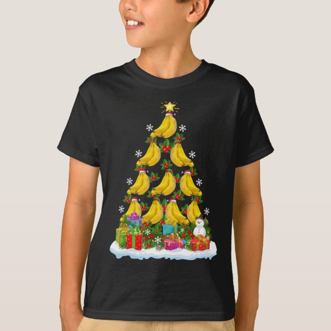Banana Fruit Xmas Tree Lighting Santa Banana Chris T-Shirt (Front)