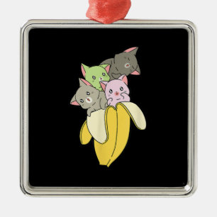 Banana Funny Cat Cute Kitten Gift Metal Ornament
