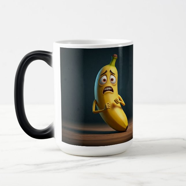 banana funny shocking face magic mug (Left)