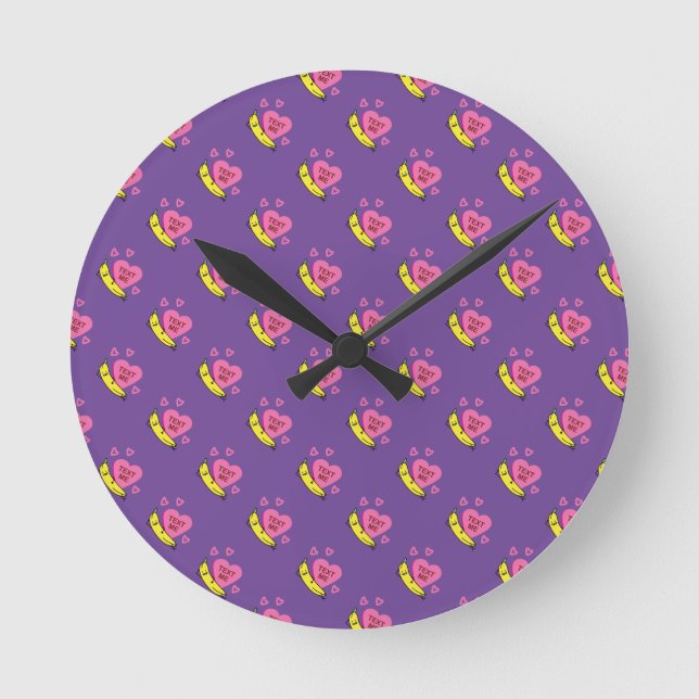 Banana happy smiling laying down and relaxing round clock (Front)