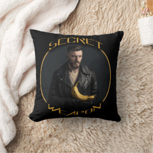 Banana: his secret weapon throw pillow