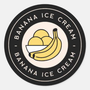 Banana ice cream flavor classic round sticker