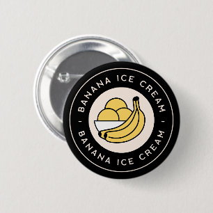 Banana ice cream flavour retro vintage black 2 inch round button