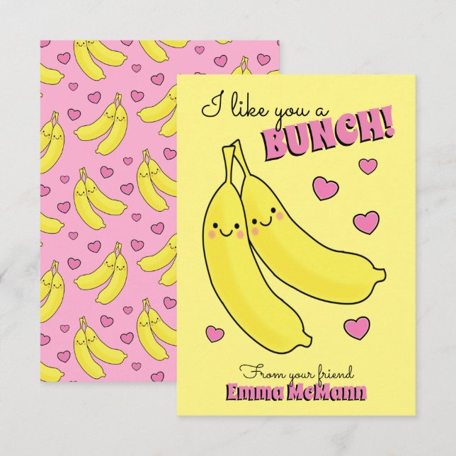 Banana Kids Classroom Valentine Cartes (Devant / Derrière)