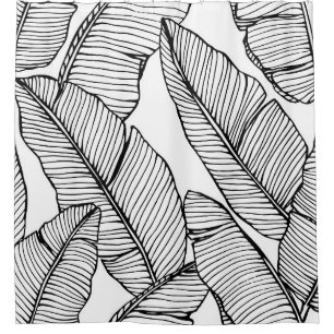 Banana Leaf Black White Illustration