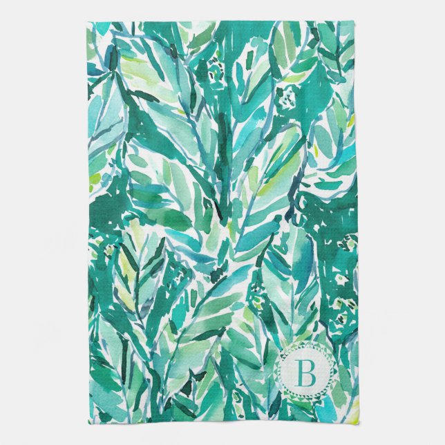 BANANA LEAF JUNGLE Green Tropical Kitchen Towel (Vertical)