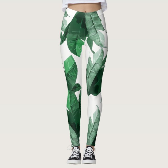 Banana Leaf Print Leggings 2 (Front)