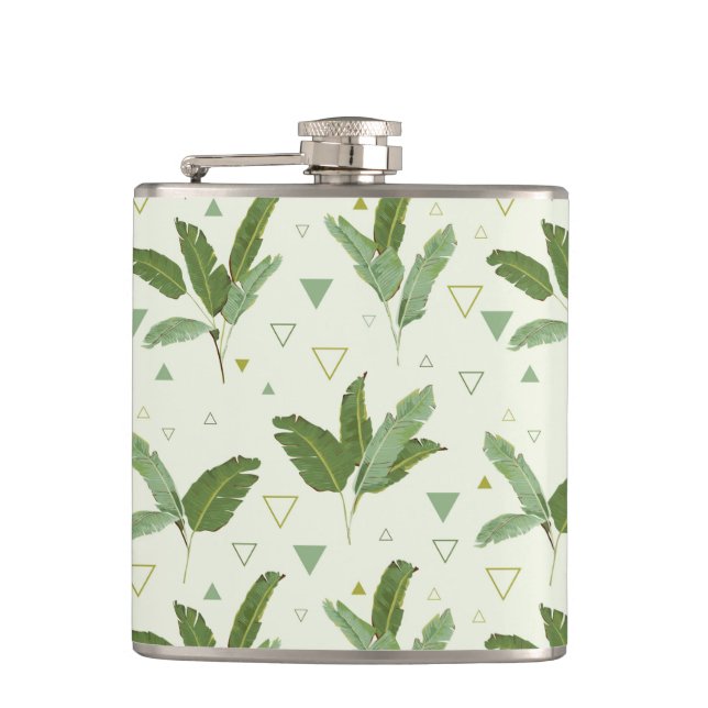 Banana Leaf With Triangles Hip Flask (Front)