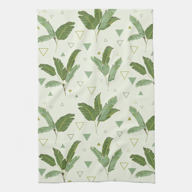 Banana Leaf With Triangles Kitchen Towel (Vertical)