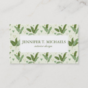 Banana Leaf With Triangles   Monogram Business Card