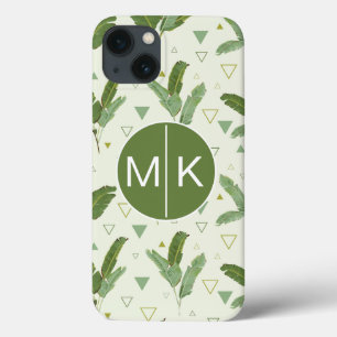Banana Leaf With Triangles   Monogram iPhone 13 Case