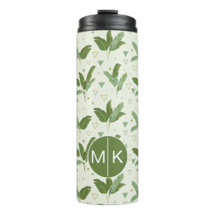 Banana Leaf With Triangles   Monogram Thermal Tumbler