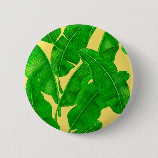 Banana leaves 2 inch round button (Front)