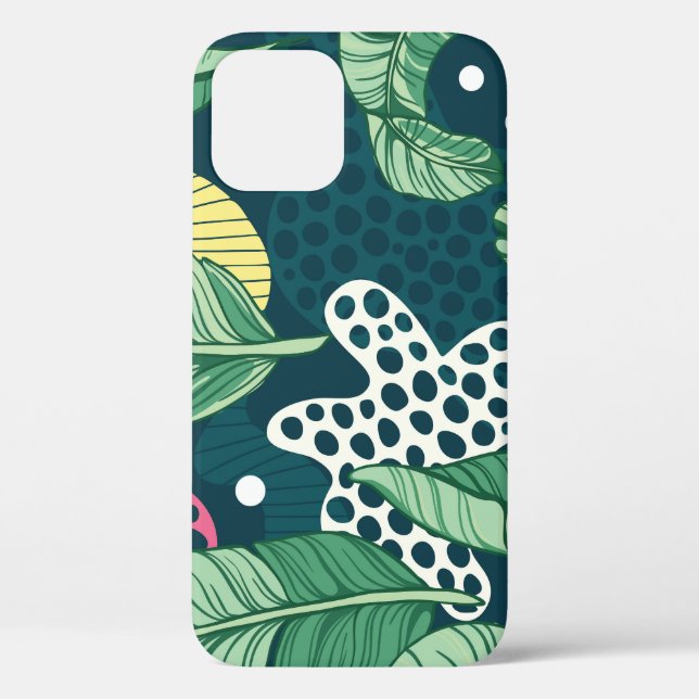 Banana leaves abstract, trendy colours Case-Mate iPhone case (Back)