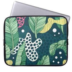 Banana leaves abstract, trendy colours laptop sleeve