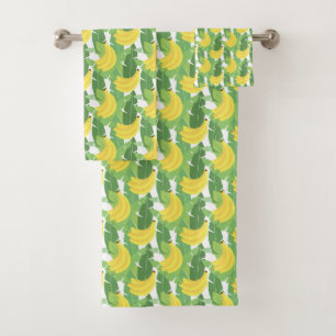 Banana Leaves And Fruit Pattern Bath Towel Set