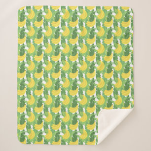 Banana Leaves And Fruit Pattern Sherpa Blanket