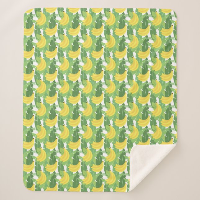 Banana Leaves And Fruit Pattern Sherpa Blanket (Front)