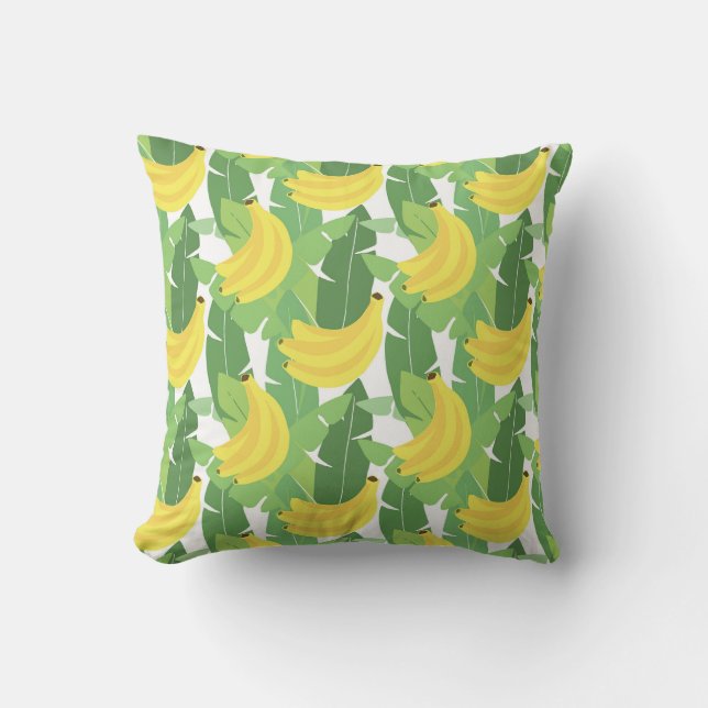 Banana Leaves And Fruit Pattern Throw Pillow (Front)
