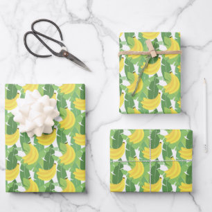 Banana Leaves And Fruit Pattern Wrapping Paper Sheet