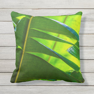 Banana Leaves & Flower Hawaiian Reversible Outdoor Pillow