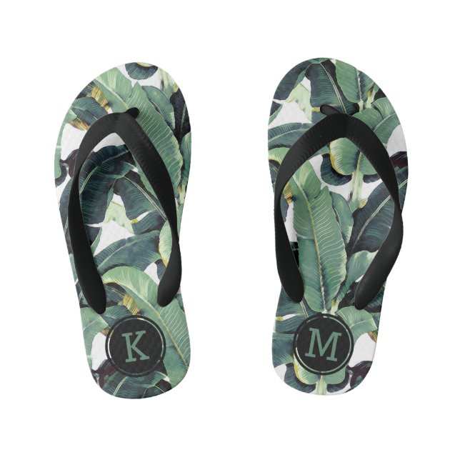 Banana Leaves Palm Tree Childrens Flip Flops (Footbed)