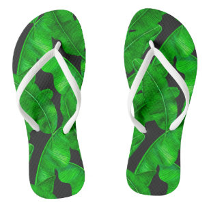 Banana leaves pattern flip flops