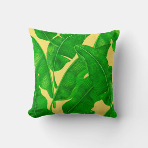 Banana leaves throw pillow