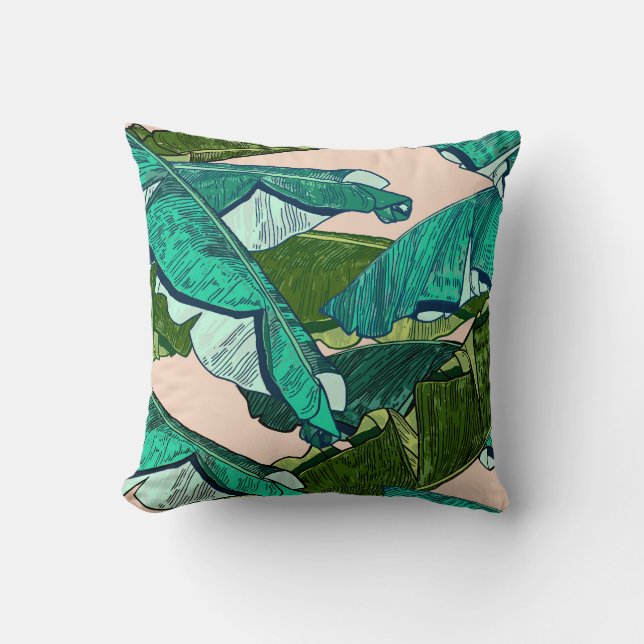 Banana Leaves: Tropical Seamless Pattern. Throw Pillow (Front)