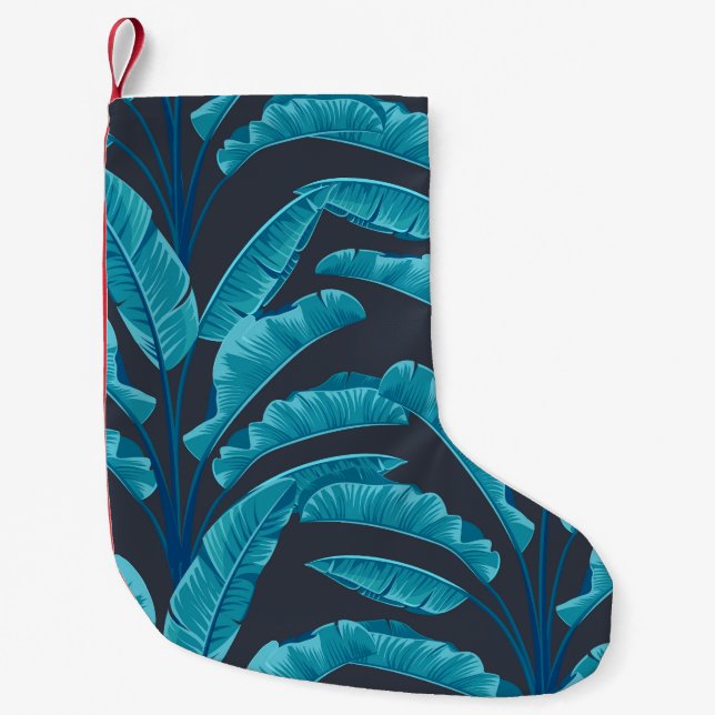 Banana Leaves: Vintage Tropical Pattern. Small Christmas Stocking (Front)