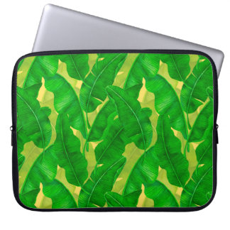 Banana leaves watercolor pattern laptop sleeve