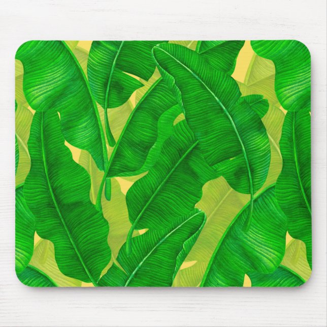 Banana leaves watercolor pattern mouse pad (Front)