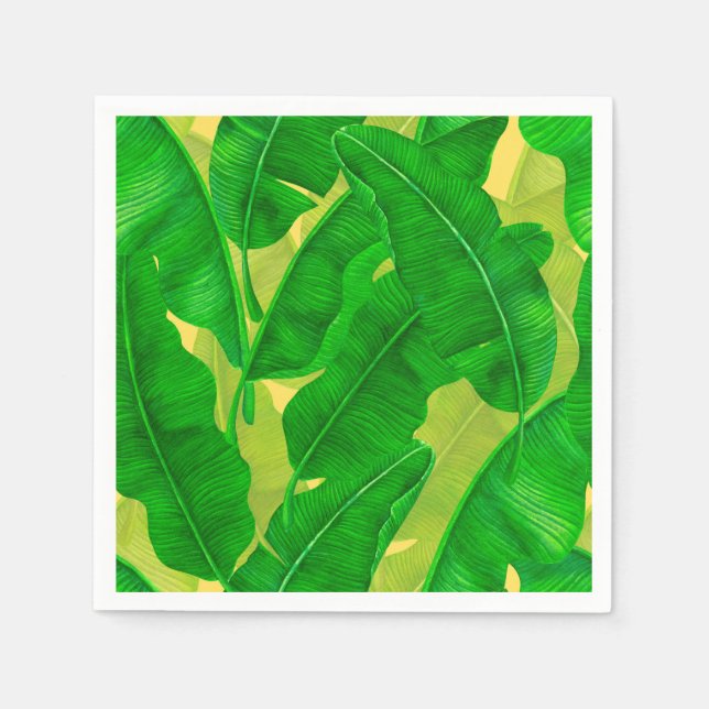 Banana leaves watercolor pattern napkin (Front)