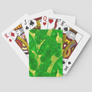 Banana leaves watercolor pattern playing cards